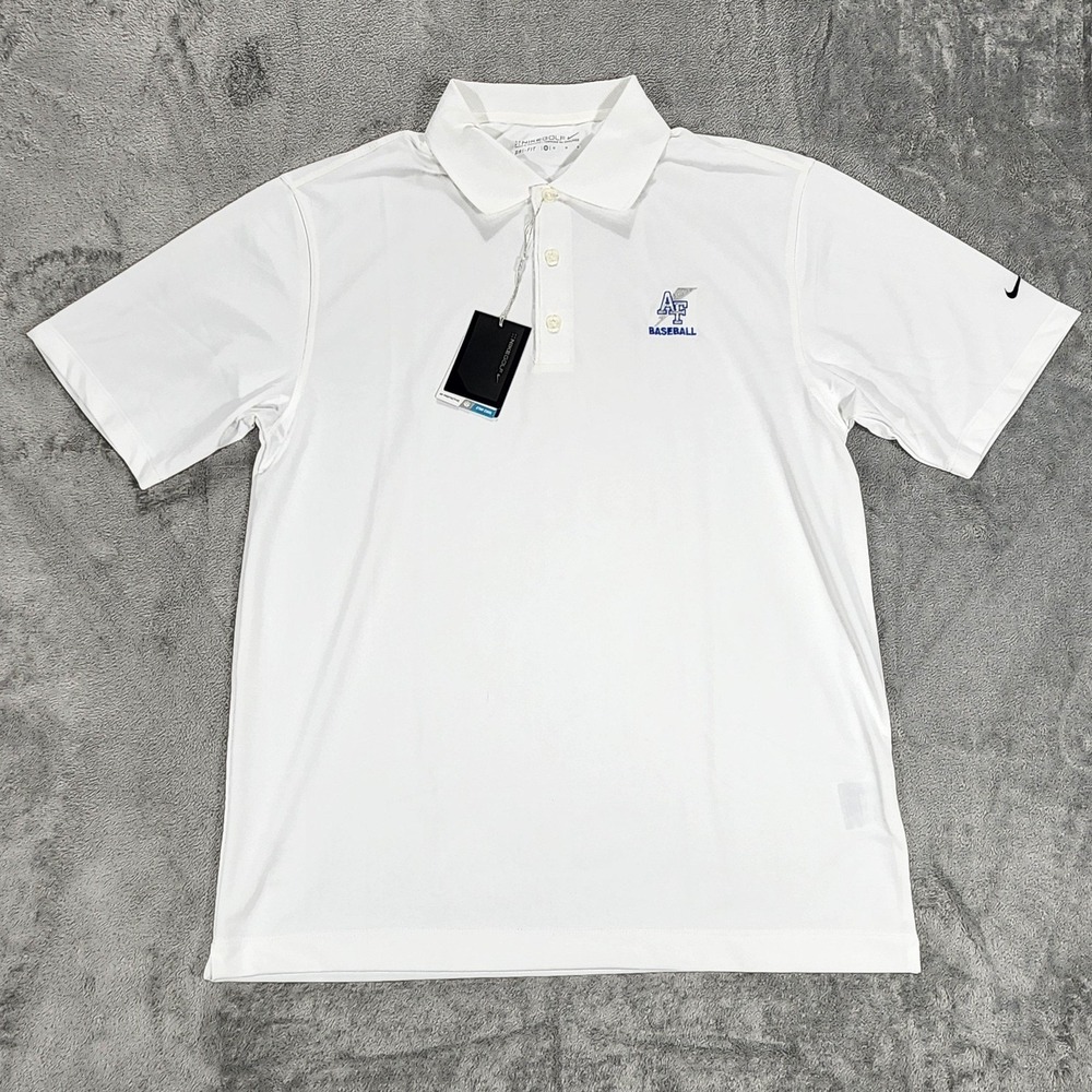 Nike Dri Fit Polo‎ Air Force Falcons Shirt Mens Medium White NCAA Baseball